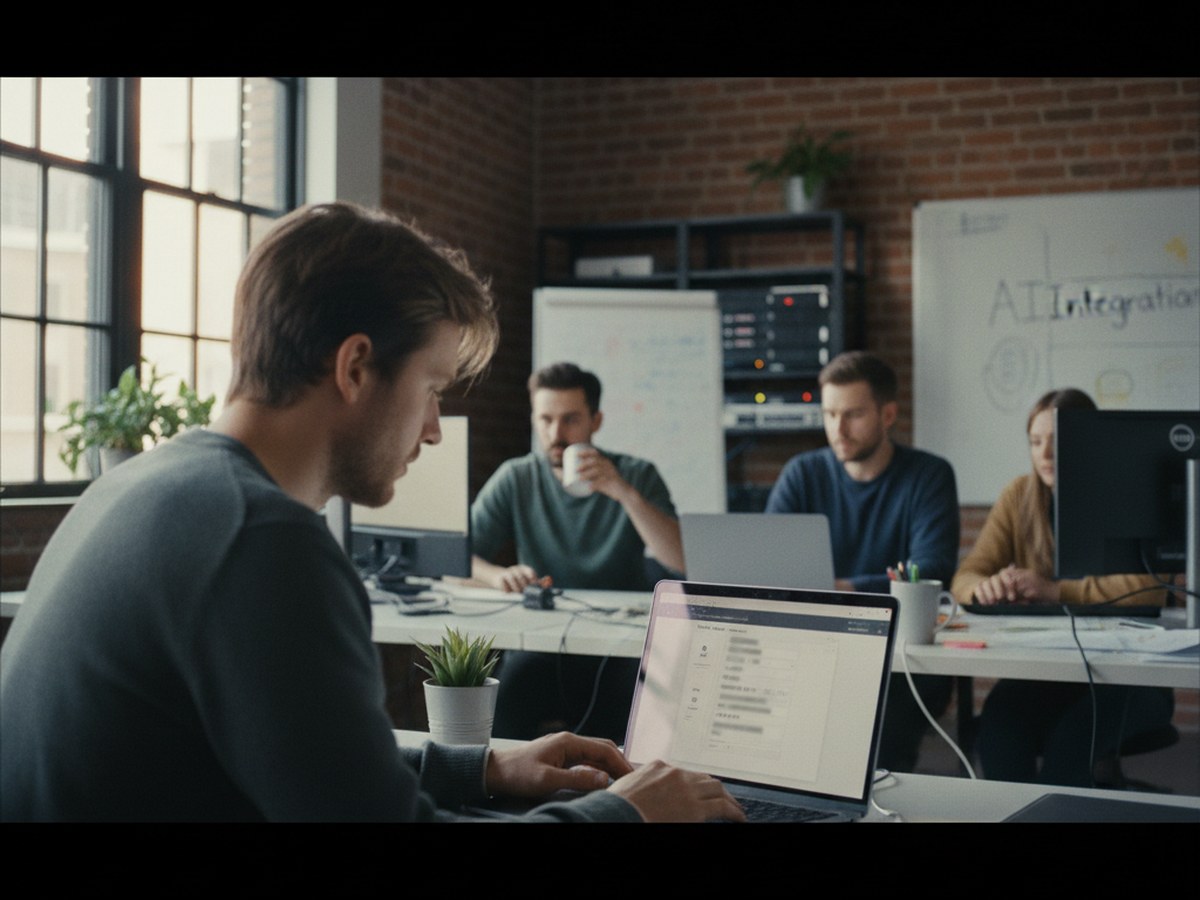 A developer checking API credentials and scopes in a password manager on a laptop