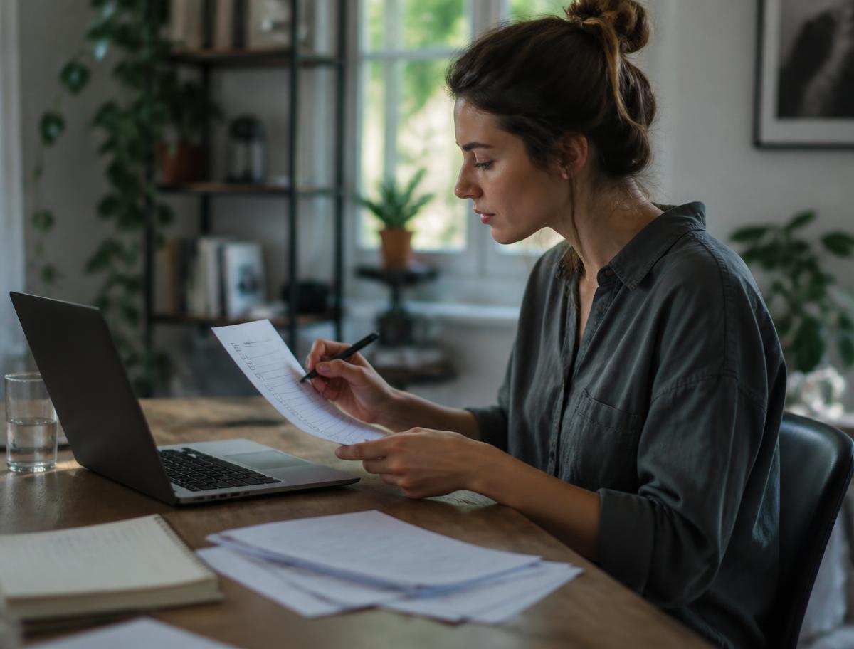 A person checking the output of one step against a printed checklist before continuing