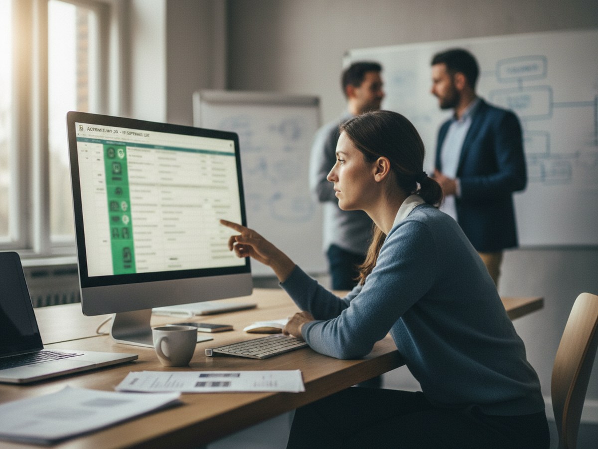 An employee checking which of their company's approved tools appear in a shared IT software list